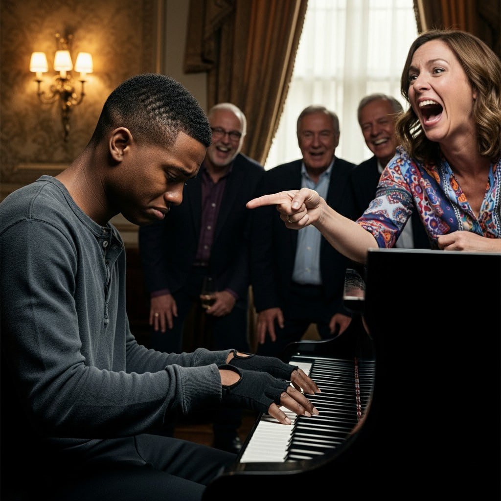 “If You Can Play It, I’ll Marry You” — The Heiress Humiliated the Janitor, Not Knowing His Hidden Talent… “If you can play it, I’ll marry you.” Those words came from the mouth of a woman who believed that money gave her the right to humiliate anyone. It all began at a lavish gathering, where politicians, businessmen, and heirs of great fortunes filled the grand hall. Among them was a young heiress who thrived on attention, making absurd bets and laughing arrogantly. In front of the grand piano, she pointed toward the man quietly cleaning a corner. It was Samuel, the janitor. A quiet man, dressed in his blue uniform, never seeking trouble — someone everyone treated as invisible… until he decided to step forward.