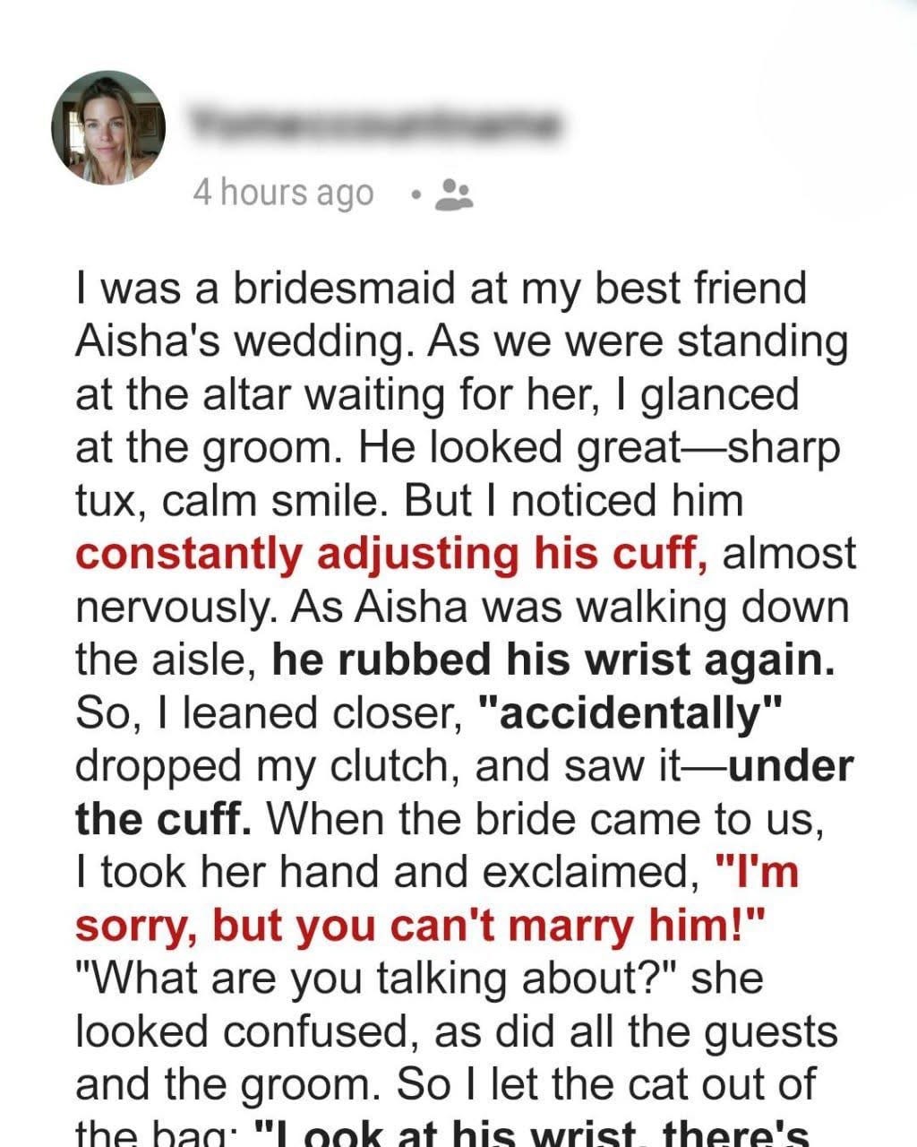 The Groom’s Odd Behavior at My Best Friend’s Wedding Revealed Something None of Us Expected