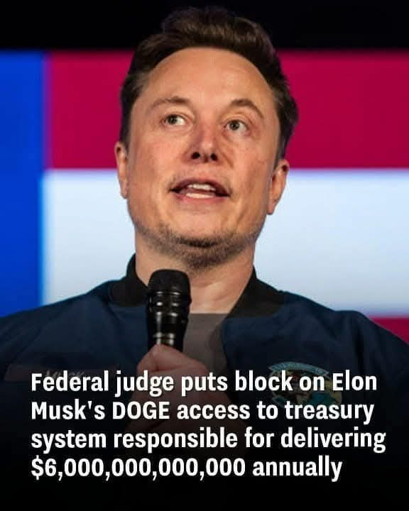 Federal judge puts block on Elon Musk’s DOGE access to treasury system responsible for delivering $6,000,000,000,000 annually