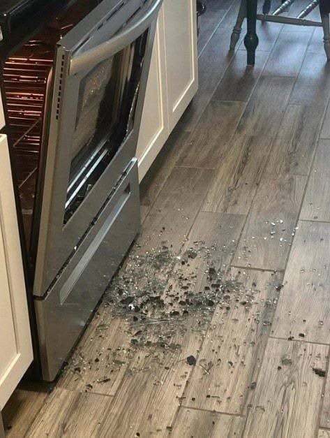 My oven’s glass door shattered while I was eating dinner. It exploded about 5 minutes after it was turned off. I almost had a heart attack. This oven is only 2-3 years old. Why did this happen, and how can I prevent it? I could barely afford this one; I cannot buy a new oven. What do I do?  See in comment