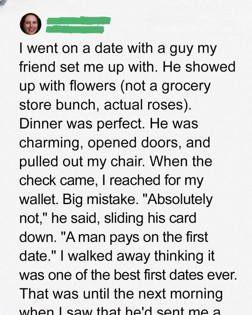 My Date Paid for Dinner, But What Happened Next Left Me Shocked!… FULL STORY