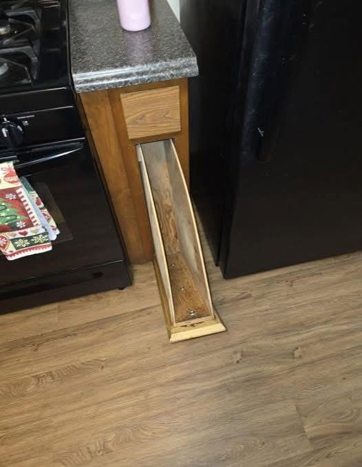 “Discovered this cabinet door in our new home. Any idea what it’s for? See the first comment…