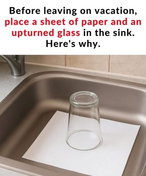 Here is Why You Should Always Leave an Upturned Glass and a Piece of Paper in the Sink Before Going on Vacation