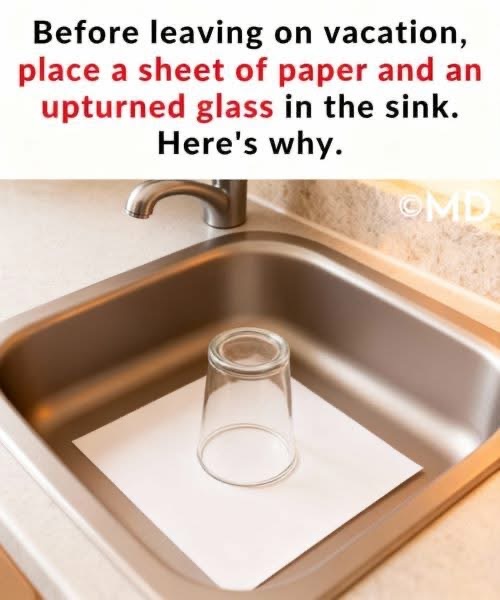 Here’s Why You Should Always Leave an Upturned Glass and a Piece of Paper in the Sink Before Going on Vacation