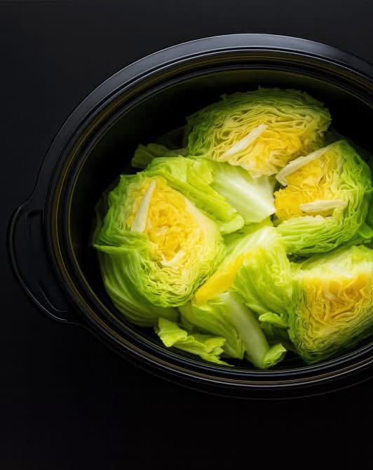 Put raw cabbage wedges in a slow cooker with these 3 ingredients. It’ll wow you.. Full recipe below