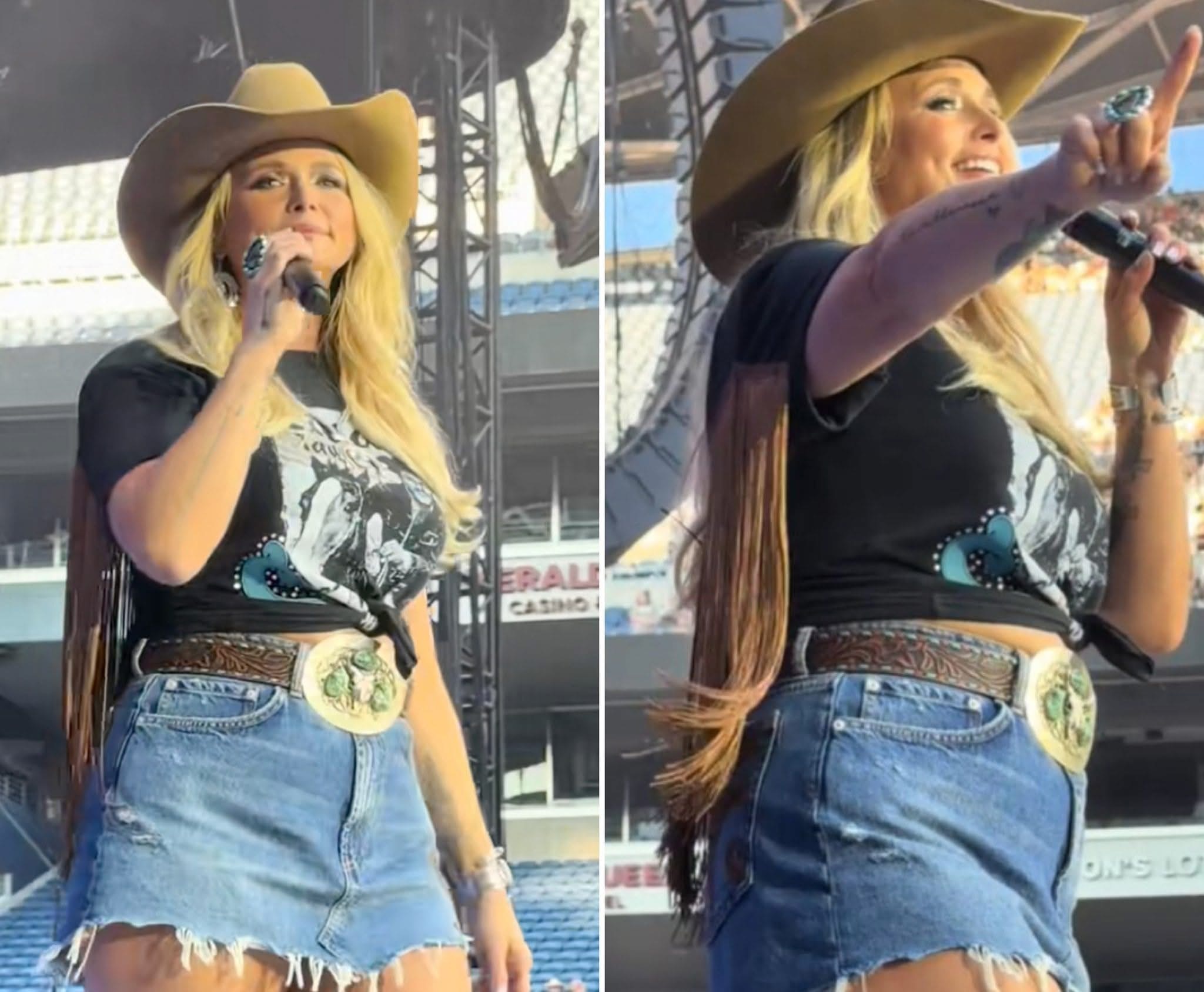 Miranda Lambert was singing “Bluebird” while opening for Morgan Wallen in Seattle when fans in the front row noticed something strange. Her denim miniskirt had ridden up completely, revealing more than just her performance power. A TikTok clip from the pit captured it all, and it\’s been viewed over a million times. Some are calling it a genuine wardrobe malfunction, but others are calling it one of the most calculated “accidents” ever seen on stage… Watch video 👇