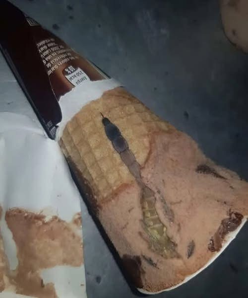 😨Today, my daughter opened her favorite chocolate ice cream án the same one she eats almost every day after school. Everything was as usual: a crispy cone, a sweet aroma, a soft chocolate layer on top. But a few seconds later, I heard her say in surprise, “Mom, look what’s this!” I went closer and saw something strange and dark inside, like a piece of packaging or caramel. At first, we thought it was just a defect, then that maybe a piece of chocolate had gotten in. But my daughter, always curious, decided to carefully dig around with a spoon. A moment later, she screamed. Inside, right under the chocolate, we saw… 😱 I was horrified when I realized what it was 😨 I shared the details in the first comment 👇