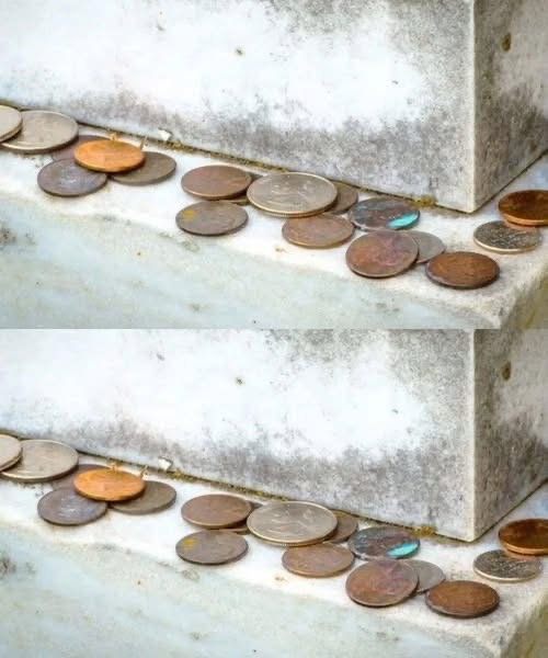My military husband pas’sed away two weeks ago. When I visited his grave today, I saw coins on his gravestone. What is the meaning behind the coins? Why would someone leave them there? It really scared me!FULL STORY⬇️💬