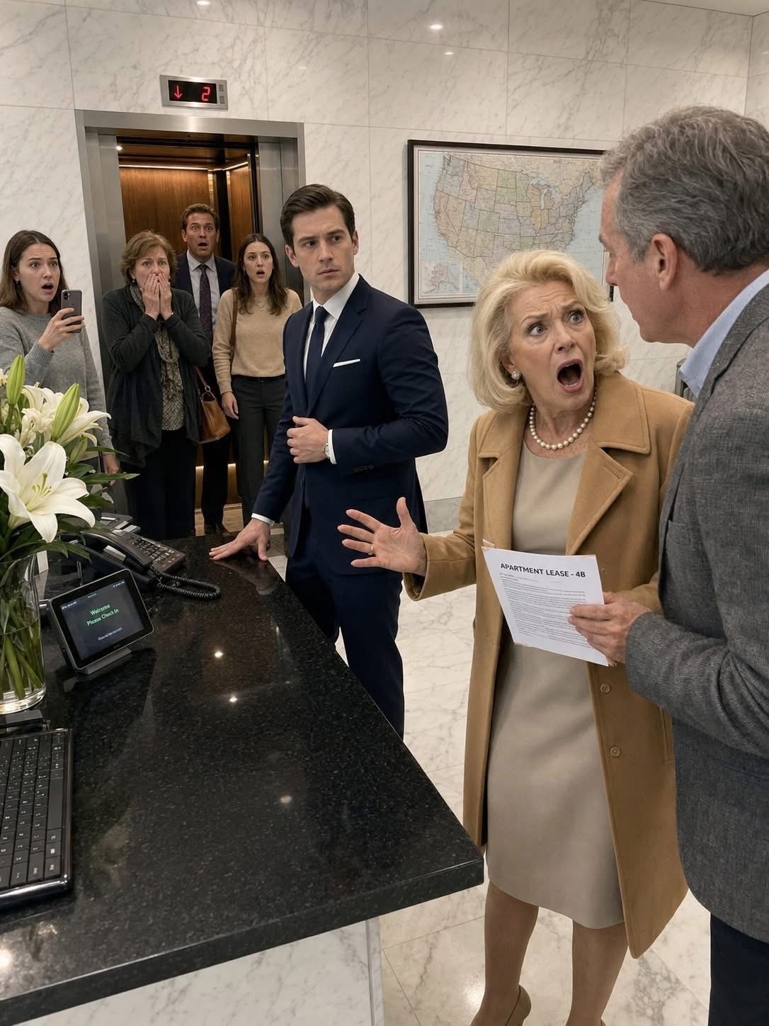 Just days after our wedding, my mother-in-law dropped a lease agreement in front of me and said, “You’re living in our family’s apartment now. You’ll pay $1,500 a month.” I smiled and replied, “Then I’ll move back to my own place.” My husband froze. “Your own place?” Assuming it was some rundown apartment, she brought 25 relatives along to embarrass me—until they saw my luxury penthouse and suddenly started asking for forgiveness.  By 8:12 last Tuesday morning, Brad’s espresso had gone cold, my iPad screen was still smudged from reviewing quarterly reports, and the paper Katherine Thompson dropped onto my dining table made a sharp, final sound against the wood.  Five days after my wedding, my mother-in-law handed me a lease like I was a stranger applying for permission to stay.  She walked in without knocking, dressed in one of those expensive beige coats that felt more like a statement than clothing. Her Hermès bag landed on the chair beside me. Her eyes swept over my navy suit, my laptop, the untouched coffee—and then my face, as if she had spotted something out of place.  “Put away your little office toy, Emma,” she said.  Then she slid the lease toward me.  My full married name sat under Tenant. Monthly rent: $1,500. Property owner: Thompson Family Trust.  “This apartment belongs to the Thompson family,” Katherine said, each word polished and sharp. “You’re living here now. You will pay fifteen hundred dollars a month in rent. A woman from your background should consider that generous.”  For a moment, all I could hear was the quiet hum of the refrigerator and the soft scrape of Brad’s spoon against his cup.  I looked at my husband. “Brad, are you really letting your mother charge your wife rent just to live with you?”  He didn’t look surprised.  That told me everything.  Then he sighed, like I was the problem.  “Stop overreacting, Emma,” he said. “Mom’s right. You work some small job and act like you built something huge. You married into the Thompsons. We gave you a lifestyle you could never afford. So drop the pride and show some gratitude.”  Gratitude.  That word explained everything.  They didn’t want a partner. They wanted someone quiet—someone willing to pay for the privilege of being looked down on.  Money doesn’t create cruelty. It just gives it a nicer setting.  I didn’t cry. I folded the lease once, carefully aligned the edges, and set it back on the table.  “Then I’ll move back to my own apartment in Lincoln Park.”  Brad’s spoon stopped mid-air.  Katherine laughed, her pearls shifting as she did. “Let her go. If she wants to run back to whatever place she came from, let her. Some people need a reminder of where they belong.”  I stood, closed my iPad, and packed only what was mine: my work bag, my grandmother’s bracelet, my passport folder, two suits, and the wedding shoes I already regretted buying.  I left the lease behind.  It wasn’t mine.  It was proof.  By Sunday morning, Katherine had turned my decision into a spectacle. She rented a minibus and filled it with 25 relatives dressed in linen, gold watches, and smiles that suggested humiliation would be their entertainment for the day.  She called it an “intervention.”  “Today,” she announced loudly, “we’re going to visit my daughter-in-law’s little apartment. Let’s see how long her pride lasts when everyone sees where she really belongs.”  No one objected. A few even laughed.  Brad sat near the front, pretending to check his phone, though the tips of his ears had turned red.  The bus moved through Chicago traffic while Katherine described the life she expected to find—cracked stairs, peeling paint, a broken entry buzzer. She wanted them to see me as small. She wanted Brad to remember who she thought I was.  Then the bus stopped.  Katherine’s smile faltered.  The building in front of them wasn’t a run-down walk-up. It was The Pinnacle—glass, black stone, uniformed security, and a private entrance quiet enough to make the city feel distant. The kind of place where even the lobby flowers looked expensive.  A cousin whispered, “Is this the right address?”  Katherine recovered quickly. “She probably works here,” she said. “Or gave us the wrong location.”  Inside, the lobby smelled faintly of lilies and polished stone. Shoes echoed across the marble floor. Twenty-five relatives followed behind Katherine as she walked straight to the concierge desk.  “We’re here for Emma Thompson,” she said sharply. “Point us to the service elevator.”  The concierge checked his system. “I don’t have a resident under Emma Thompson.”  Katherine smiled again. “Exactly. She lied.”  Then Brad spoke quietly, “Try her maiden name. Emma Henderson.”  The concierge typed.  Then stopped.  The room shifted in a way that felt louder than noise. He straightened his posture, buttoned his jacket, and stepped out from behind the desk as Katherine’s smile slowly disappeared.  Then he looked toward the private elevators and said carefully,  “Ms. Henderson left instructions for…”  👇 Part 2 below…
