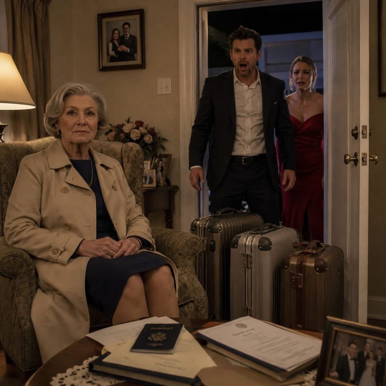 My Daughter-In-Law Screamed Across A Fancy Restaurant, “Your Mom Disappeared. Who’s Going To Pay The Bill?” After I Walked Toward The Bathroom And Never Came Back. At 2:00 A.M., My Son Stormed Into My House Furious… Then He Turned On The Living Room Light And Saw The Three Suitcases Waiting Beside My Chair.  My name is Aurora Jennings.  I am sixty-eight years old, and for most of my life, I believed that being a good mother meant giving until there was nothing left of me.  Money.  Time.  Food.  Forgiveness.  Excuses.  I gave all of it to my son Daniel because he was my only child, and because mothers are taught that love should not have boundaries.  That is how they become empty.  It began with five hundred dollars.  Daniel called one Sunday afternoon with that careful voice I had known since he was a teenager.  “Mom, I hate to ask, but Megan’s car had an unexpected repair. We’re tight this month. Could you lend us five hundred? I’ll pay you back next month, I promise.”  My pension was eight hundred dollars a month.  Eight hundred.  That covered food, medicine, utilities, and the old house I had lived in since my husband died.  But Daniel was my son.  So I sent it.  He never paid it back.  The next month, it was three hundred for the air conditioner.  Then two hundred for Megan’s birthday.  Then money for a client gift.  Then help with furniture because their old couch “didn’t match the apartment anymore.”  Every request came wrapped in urgency.  Every time I hesitated, Daniel looked wounded.  “Mom, I thought you were helping because you loved us. I didn’t know you were keeping score.”  That sentence worked on me for a long time.  It made me feel ugly.  Selfish.  Small.  So I stopped asking about repayment.  And they stopped pretending they ever planned to pay me back.  Then came the Cancun trip.  Daniel and Megan came to my house one Friday evening with Chinese takeout.  For one foolish second, I thought they had come because they missed me.  They sat at my kitchen table, ate from my plates, drank the wine they had left in my refrigerator, and talked only to each other.  Then Daniel leaned back and said, “Mom, Megan and I found an anniversary package in Cancun. All-inclusive. It’s perfect. We just need a little help.”  “How much?” I asked.  “Two thousand.”  Almost three months of my pension.  I said I did not have it.  Megan looked up from her phone for the first time all night.  “Don’t you have savings?”  I told her those savings were for emergencies.  She smiled like I had said something childish.  “What’s more important than your own son’s happiness?”  Two days later, I sent the money.  They spent a week on the beach.  Massages.  Cocktails.  Private dinners.  They sent me three texts.  During that same week, my blood pressure spiked so badly my neighbor, Mrs. Peterson, had to take me to the clinic.  Daniel never knew.  Because Daniel never asked.  When they came back, they arrived at my house with suitcases and said their building was being fumigated.  Not asked.  Said.  They stayed the weekend, ate my food, used my towels, emptied my shampoo, and complained about my instant coffee.  On the last morning, Daniel asked for another twelve hundred dollars to help with a deposit on a better apartment.  When I said I could not do it, his face changed.  “Mom, you live alone. What do you even spend your money on?”  Food, I wanted to say.  Medicine.  Electricity.  The house you keep walking into like it belongs to you.  But I only whispered, “I’ll think about it.”  That night, after they left, I stood in the guest room picking Megan’s hair out of my sink and staring at the towels they had thrown on the floor.  Then I remembered what I heard them whisper the night before.  Daniel had said, “She’s my mom. That’s what mothers are for.”  Megan had answered, “We need to be more strategic. We can’t ask her every month. She’s going to catch on.”  Catch on.  As if I were not a person.  As if I were a system.  A wallet.  A resource to be managed.  Something inside me cracked that night, but it did not fully break.  Not yet.  That happened at Megan’s thirtieth birthday dinner.  Martino’s.  One of the most expensive restaurants in the city.  I received a text from Daniel two weeks before.  “Mom, Megan’s birthday dinner is October 15th at 8. Confirm if you can go.”  No “please.”  No “would you like to come?”  Just an instruction.  Megan called three times before the dinner to remind me about her gift registry.  The cheapest item was one hundred eighty dollars.  Towels.  I bought them because I still wanted my son to look at me with pride.  That night, I wore my best dress, fixed my hair carefully, and took a taxi to the restaurant.  When I arrived, there were already twenty people at the table.  Daniel looked up and said, “Oh, Mom, you made it. Sit wherever you can find a spot.”  He did not stand.  He did not hug me.  He did not introduce me.  I sat at the far end of the table between strangers who said hello without looking at me.  All night, I felt invisible.  They ordered wine.  Lobster.  Steaks.  Appetizers I never touched.  Megan wore a tight red dress and laughed like she was the queen of that room.  When she opened my gift, she barely lifted the towels from the box.  “Oh, how nice,” she said. “Thanks.”  One hundred eighty dollars.  Dismissed in two seconds.  Then the bill came.  Daniel looked at it.  His face tightened.  He whispered to Megan.  Then he looked at me.  “Mom, can you come here for a second?”  I walked over.  My stomach already knew.  “The bill came out higher than expected,” he said quietly. “We’re covering three hundred. Could you put the rest on your card? Just as your contribution to Megan’s birthday.”  “How much?”  “One-fifty.”  One hundred fifty dollars.  Almost a month of groceries.  Half my pension.  “I don’t think I can,” I said.  Megan’s eyes turned cold.  “Aurora, it’s my birthday. Are you really going to ruin my night over money?”  The whole table went quiet.  Daniel leaned closer.  “Mom, please don’t make a scene.”  That was when I saw it clearly.  I had sat alone at that table all night.  No one had asked if I was hungry.  No one had asked how I was feeling.  No one had spoken to me unless they needed my credit card.  I was not Daniel’s mother that night.  I was the unpaid balance.  So I picked up my purse and said, “I’m going to the bathroom.”  Then I walked past the restrooms.  Past the hallway.  Straight out the side door into the cold parking lot.  I called a taxi.  My hands were shaking as I climbed in.  Behind me, Martino’s glowed with chandeliers and white tablecloths and people who thought I existed to rescue them from consequences.  For the first time in years, I did not feel guilty.  I felt free.  When I got home, I did not cry.  I went straight to my bedroom, pulled three suitcases from the closet, and started packing.  Clothes.  Medicine.  Documents.  Passport.  Bank papers.  The house deed.  I placed a brown folder on the coffee table.  Then I sat in my favorite armchair, turned on one small lamp, and waited.  Daniel called seventeen times.  Megan sent messages calling me cruel, humiliating, unforgivable.  I did not answer.  At 2:00 in the morning, a car screeched outside my house.  Footsteps pounded up the porch.  Daniel still had a key.  The front door flew open.  “Mom?”  His voice was angry.  Then he flipped on the living room light.  And saw me sitting there.  Calm.  Dressed for travel.  Three suitcases beside my chair.  The brown folder waiting on the coffee table.  Daniel’s mouth fell open.  Megan froze behind him, mascara streaked beneath her eyes, red dress wrinkled, all that restaurant elegance gone.  “What is this?” Daniel shouted.  I looked at my son.  Then at the daughter-in-law who had treated me like a walking bank account.  Then I reached for the folder.  And said the one sentence they never expected to hear from me.  “I’m leaving before you take the rest of my life.” (I know you’re curious about the next part, so please be patient and read on in the comments below. Thank you for your understanding of the inconvenience. please leave a ‘YES’ comment below and give us a “Like ” to get full story ) 👇