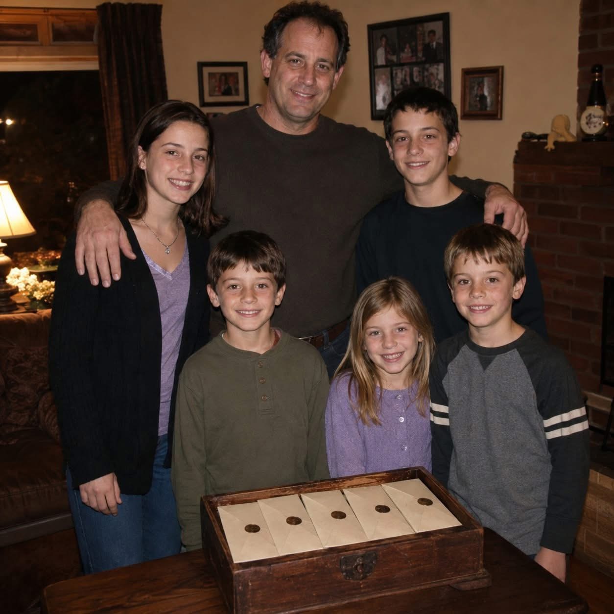 My stepfather raised five children who were not his — and after his funeral, each of us received a letter that had never been meant for the others to read.  My mom married Thomas when I was five.  I was not his daughter. Not by blood. But two years later, when my mother died suddenly, everyone expected him to send me to my grandparents.  He did not.  He packed my lunch, learned how to braid my hair from a library book, and told anyone who asked, “She’s my daughter.”  When I was nine, he adopted two children from a shelter — twins, a boy and a girl, both seven. Michael and Mara.  Two years after that, he became a foster father to another brother and sister: Noah, seven, and Susan, five. After a few years, he officially adopted them too.  Just like that, our small house became noisy, crowded, messy, and full.  None of us came from the same beginning, but Thomas made us feel like we belonged to the same home.  He worked two jobs through most of my childhood. He packed our school bags at midnight and never once let us hear him complain.  By the time he had his heart attack at fifty-six, all of us were grown.  I had a job. Michael had a wife. Mara lived three states away. Noah had two children of his own.  And Susan…  Susan left the week she turned eighteen.  She never explained why. She stopped answering Thomas’s calls, sent his birthday cards back unopened, and told me once, “You don’t know him the way I do.”  Still, she came to the funeral.  She stood near the back in a black coat, pale and silent.  After the service, Thomas’s lawyer asked all five of us to come to his office.  On the desk was a locked wooden box.  Inside were five envelopes.  One for each of us.  Mine had my name written in Thomas’s shaky handwriting.  I opened it with trembling hands.  My stomach tightened as I read the first line.  “My sweet girl, Susan left because she discovered something about me the rest of you never knew.” (I know you’re curious about the next part, so please be patient and read on in the comments below. Thank you for your understanding of the inconvenience. please leave a ‘YES’ comment below and give us a “Like ” to get full story ) 👇