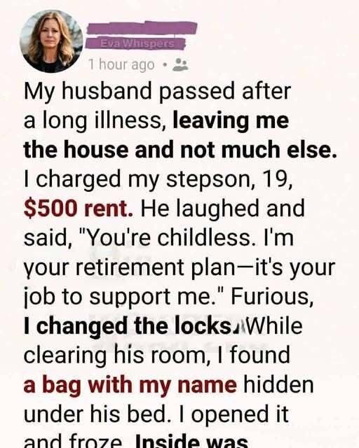 After My Husband Passed, I Charged My Stepson Rent, What He Had Been Doing in Silence Broke Me! check what was inside. Check the comments to read the full story 👇