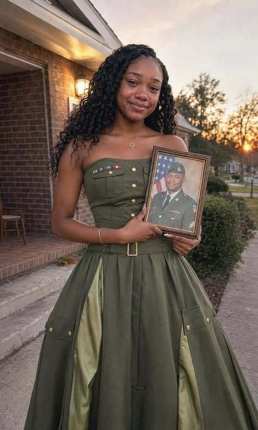 I made my prom dress from my dad’s army uniform to honor him — my stepmother mocked me until a military officer knocked on the door and handed her a note that made her turn pale. My mom died bringing me into the world, leaving only my father and me. Later, he remarried Camila, who had two daughters of her own. She acted kind only when he was around. Whenever he left for duty, she became distant and cold. But I had my father, and that was enough. Six years ago, he died while serving. My heart broke. After that, Camila and her daughters showed who they really were, and I became the one who cleaned and cooked for them. She kept saying I should be grateful she didn’t send me away. There was nothing I could do, so I waited for college. My father had always dreamed of seeing me at prom, so I decided to make my dress from his uniform. I spent a month sewing it quietly. On prom night, I walked downstairs wearing it. Camila laughed the moment she saw me. “You really think that looks good?” One stepsister said, “Couldn’t your job get you something normal?” The other added, “You look like you’re wearing scraps. That fits you.” Tears ran down my face. Then there was a KNOCK. Camila opened the door, and a military officer stood there. He said he had something for her from my father — meant for today. IT HAD BEEN MY FATHER’S FINAL REQUEST. He handed her a NOTE. She read it, and her hands started trembling. All THEIR LAUGHTER SUDDENLY STOPPED.