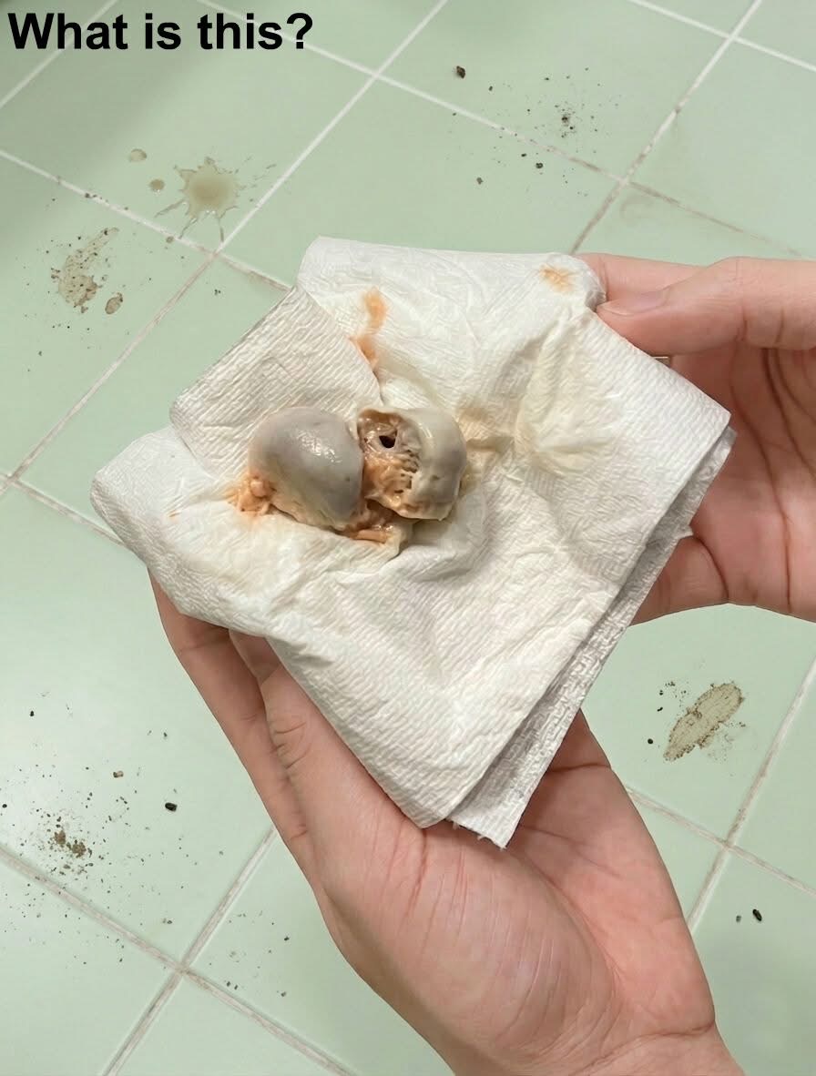 My wife and I found this on the bathroom floor. We’ve been sitting here staring at it for half an hour, trying to figure out what it is. Does anyone know what this could be? Check the first comment for the answer 👇