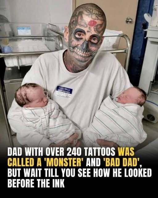 Dad With 240 Tattoos Faces Backlash As People Think He Is A Horrible Father – Then His Wife Reveals The Truth. Check the 1st comment 👇®