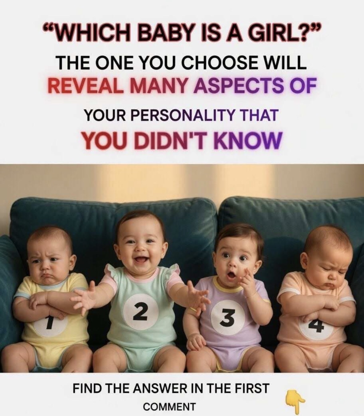 Psychological test: Which of these four babies is a little girl?🤔 Check 1st comment 👇