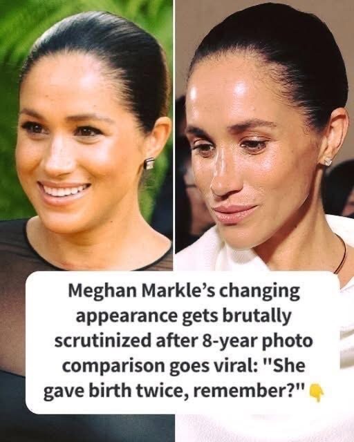 A viral 8-year photo comparison of Meghan Markle sparks intense discussion about her changing looks: “She gave birth twice, remember?” (Check first in all comments👇)