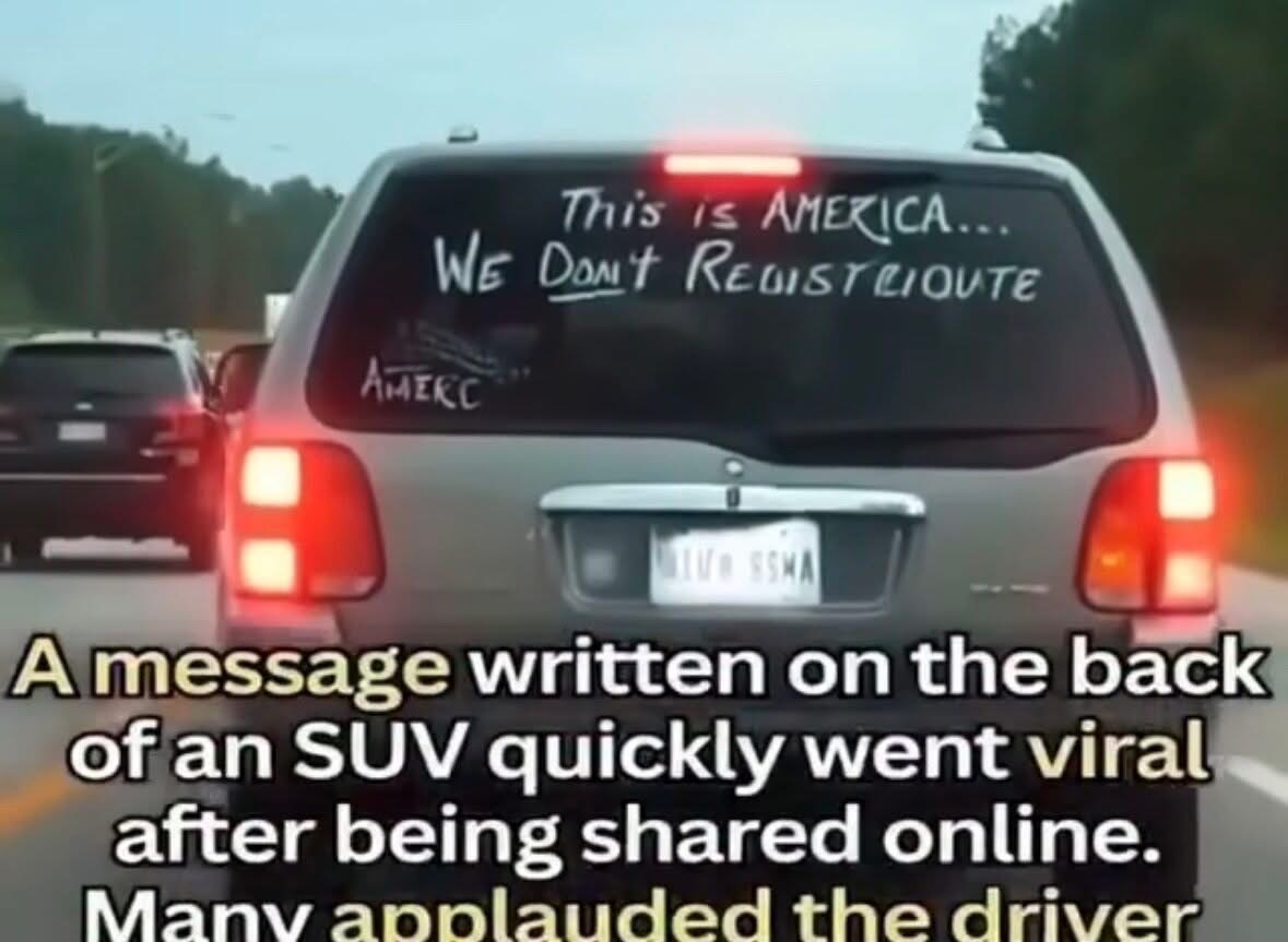 A message written on the back of an SUV quickly went viral after being shared online. The message was spotted on the back of the SUV, and many applauded the driver after a Reddit user shared the photo on the site…Find out what was written in the first comment👇