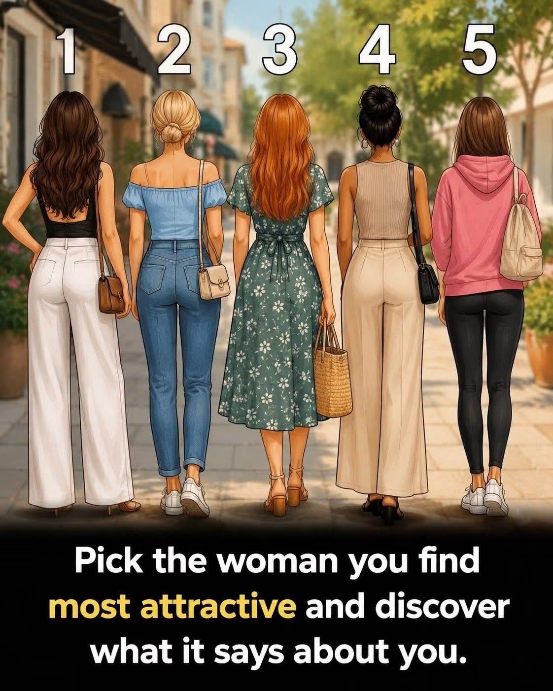Which woman will be most attractive when she turns around? Find out what your choice can say about your personality… See more