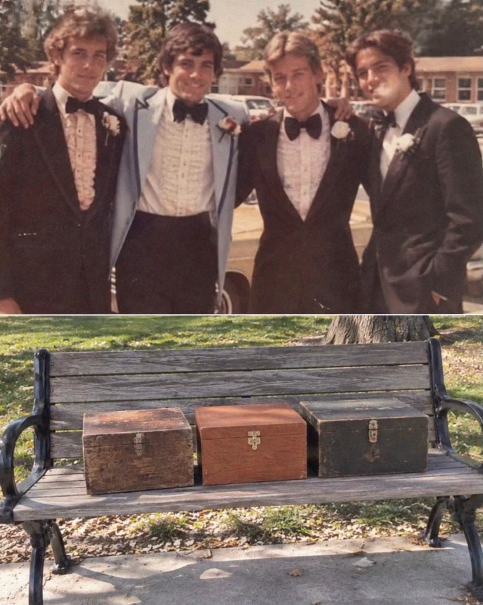 55 Years Ago, My High School Friends And I Promised To Meet At Our Lake — Yesterday Was That Day, And It Changed My Life  My name is Harold, and back in 1970, the four of us, Tommy, Ray, Nick, and I, spent every single summer afternoon at the small lake just outside town, the kind of friendship you assume, at seventeen, will simply last forever without any effort.  The night of our high school graduation, sitting on the same wooden bench we’d claimed as ours for years, we made a promise. Fifty-five years from that night, no matter where life took us, we’d all meet back at that bench, same spot, same lake.  Life did what life does. Tommy’s family moved to Australia within a year. Ray ended up in Germany for work and never really came back. Nick married a woman from Portugal and settled there for good. I stayed close to home, the only one who never actually left.  We wrote letters for a while, then postcards, then eventually nothing at all, the way these things quietly fade without anyone deciding to let them.  I never forgot that promise, though. As the date crept closer this year, I told myself I wouldn’t get my hopes up, that fifty-five years was an impossible amount of time to ask three old men scattered across the globe to remember, let alone honor.  Yesterday, I drove out to that same lake anyway, my hands unsteady on the wheel the whole way there.  I walked down toward our old bench, and instead of my three friends, I found three large boxes sitting there, waiting for me.