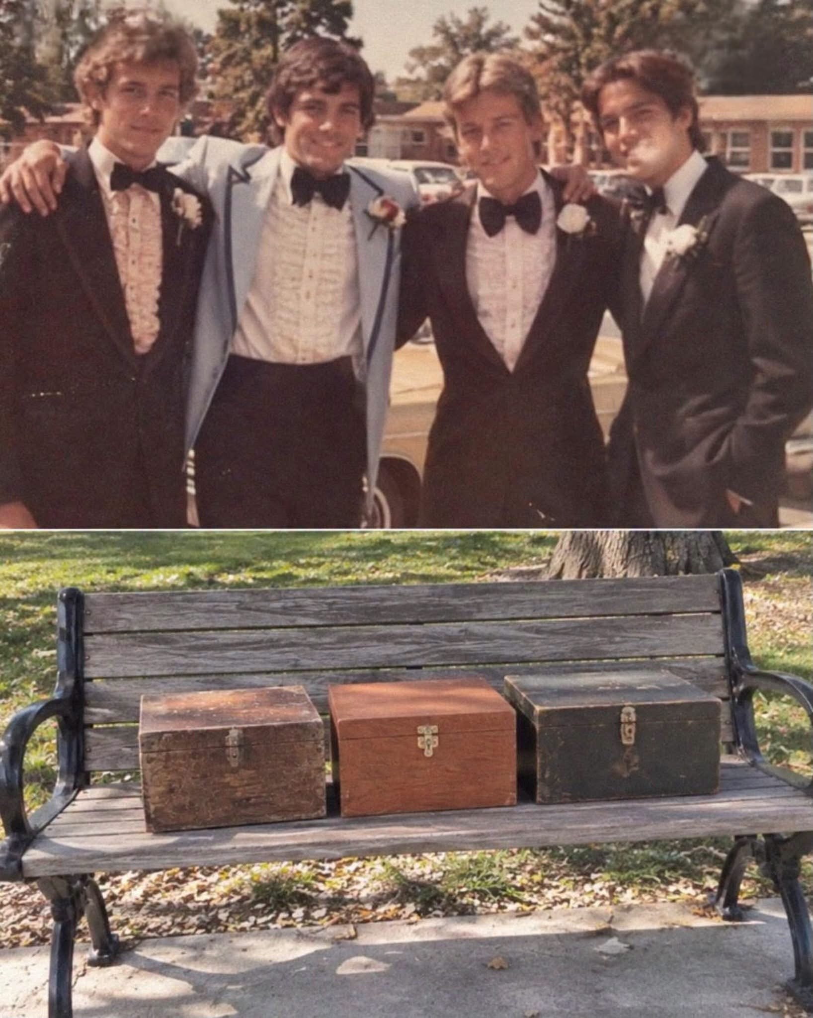55 Years Ago, My High School Friends And I Promised To Meet At Our Lake — Yesterday Was That Day, And It Changed My Life  My name is Harold, and back in 1970, the four of us, Tommy, Ray, Nick, and I, spent every single summer afternoon at the small lake just outside town, the kind of friendship you assume, at seventeen, will simply last forever without any effort.  The night of our high school graduation, sitting on the same wooden bench we’d claimed as ours for years, we made a promise. Fifty-five years from that night, no matter where life took us, we’d all meet back at that bench, same spot, same lake.  Life did what life does. Tommy’s family moved to Australia within a year. Ray ended up in Germany for work and never really came back. Nick married a woman from Portugal and settled there for good. I stayed close to home, the only one who never actually left.  We wrote letters for a while, then postcards, then eventually nothing at all, the way these things quietly fade without anyone deciding to let them.  I never forgot that promise, though. As the date crept closer this year, I told myself I wouldn’t get my hopes up, that fifty-five years was an impossible amount of time to ask three old men scattered across the globe to remember, let alone honor.  Yesterday, I drove out to that same lake anyway, my hands unsteady on the wheel the whole way there.  I walked down toward our old bench, and instead of my three friends, I found three large boxes sitting there, waiting for me. Type OK and I’ll continue. (I know you’re curious about the next part, so please be patient and read on in the comments below. Thank you for your understanding of the inconvenience. please leave a ‘OK’ comment below and give us a “Like ” to get full story )👇